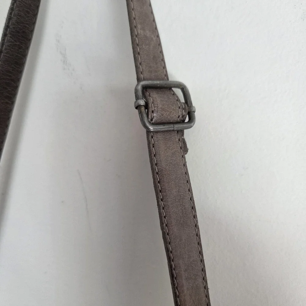 Italian Gray Genuine leather fold over boho shoulder crossbody bag Hippe Tassle